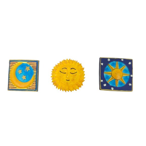 7 Button Covers Celestial Floral Dragonfly Butterfly Sun Moon Stars Blue Yellow - Picture 11 of 11